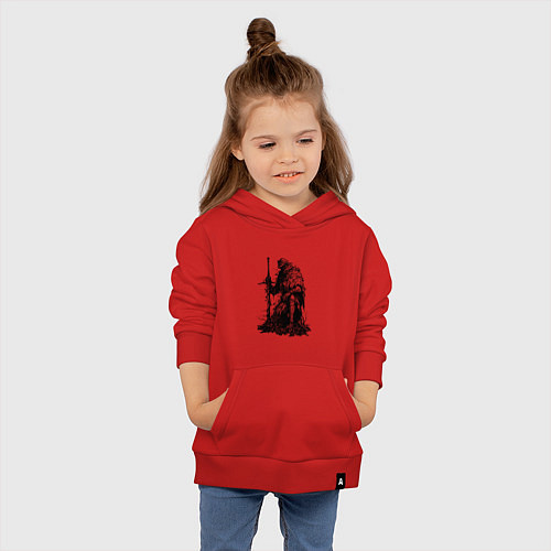 Детская толстовка-худи Элитный рыцарь с двуручным мечом / Красный – фото 4