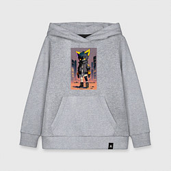 Толстовка детская хлопковая Уличный котёнок хулиган - нейроарт, цвет: меланж