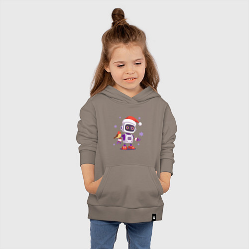 Детская толстовка-худи Робот и снежинки / Утренний латте – фото 4