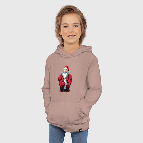 Детская толстовка-худи Дед мороз фитнес / Пыльно-розовый – фото 3