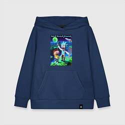 Толстовка детская хлопковая Рик и Морти и Майнкрафт - коллаба, цвет: тёмно-синий