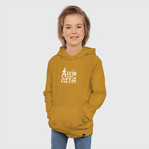 Детская толстовка-худи Гарри Поттер - Акцио кофе / Горчичный – фото 3