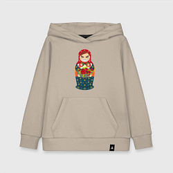 Толстовка детская хлопковая Злобная матрёшка, цвет: миндальный