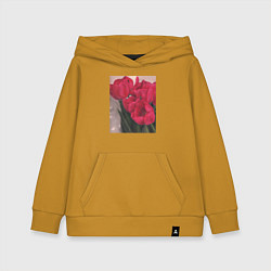 Толстовка детская хлопковая Тюльпаны красные, цвет: горчичный