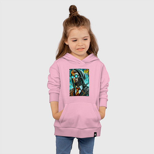 Детская толстовка-худи Cyber Harry Potter - ai art fantasy / Светло-розовый – фото 4