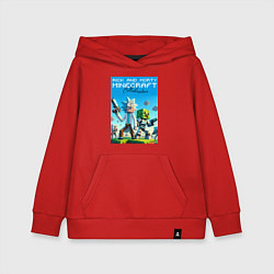 Толстовка детская хлопковая Rick and Morty Minecraft - collaboration, цвет: красный