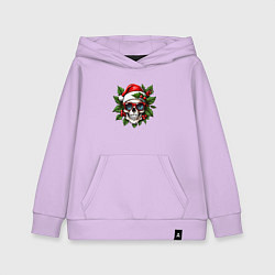 Толстовка детская хлопковая Рождественский венок с черепом, цвет: лаванда