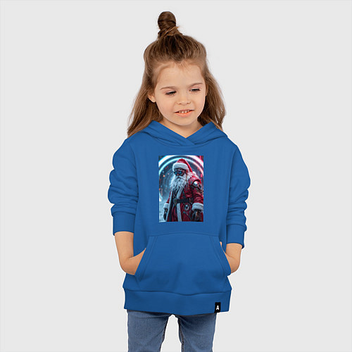 Детская толстовка-худи Дед мороз киберпанк / Синий – фото 4