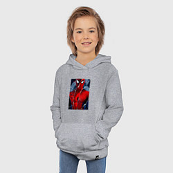 Толстовка детская хлопковая Человек паук три паука, цвет: меланж — фото 2