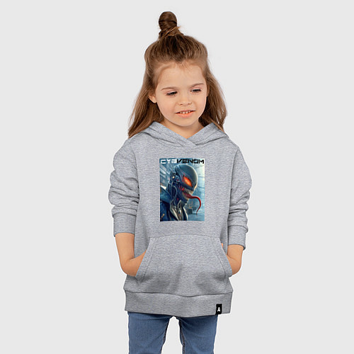 Детская толстовка-худи Перерождение ядовитой слизи в киберпанк - Веном / Меланж – фото 4