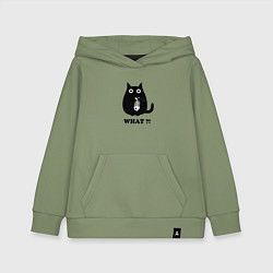 Толстовка детская хлопковая Кот и скелет рыбы, цвет: авокадо