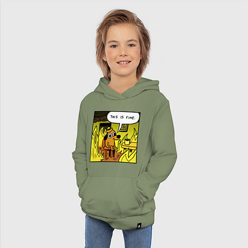 Детская толстовка-худи Пес - все в порядке / Авокадо – фото 3