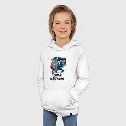 Толстовка детская хлопковая Venom vs Donald Trump - ai art fantasy, цвет: белый — фото 2