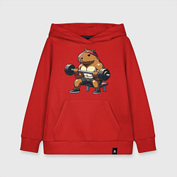 Толстовка детская хлопковая Капибара жим, цвет: красный
