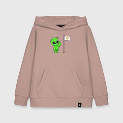 Толстовка детская хлопковая Пришелец на луне, цвет: пыльно-розовый