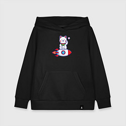 Толстовка детская хлопковая Кот на ракете, цвет: черный