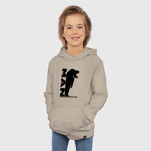 Детская толстовка-худи MAN дальнобойщик чёрный логотип / Миндальный – фото 3