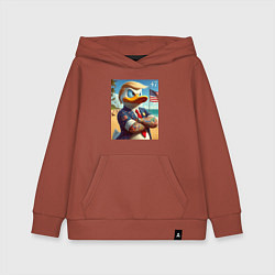 Толстовка детская хлопковая Donald Trump Duck - meme, цвет: кирпичный