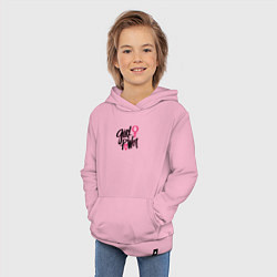 Толстовка детская хлопковая Girl power black and pink, цвет: светло-розовый — фото 2