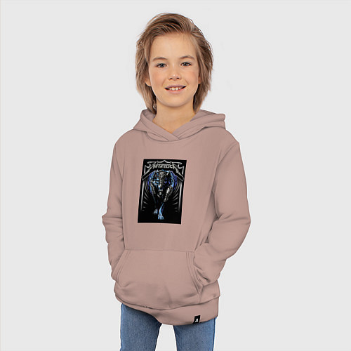 Детская толстовка-худи Metallica thrash metal style - wolf / Пыльно-розовый – фото 3