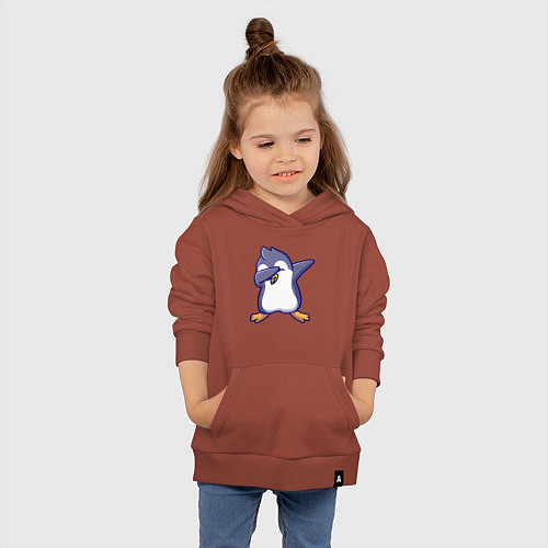 Детская толстовка-худи Dab penguin / Кирпичный – фото 4
