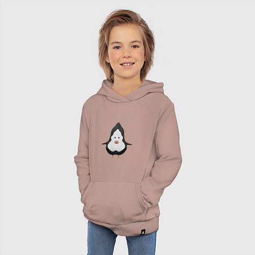 Детская толстовка-худи Cartoon penguin character / Пыльно-розовый – фото 3