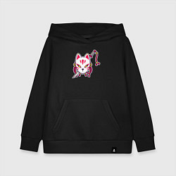 Толстовка детская хлопковая Кошка самурай, цвет: черный