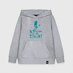 Толстовка детская хлопковая Птичка и цветы в голубом, цвет: меланж