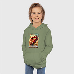 Толстовка детская хлопковая Rolling Stones - logo transformation, цвет: авокадо — фото 2