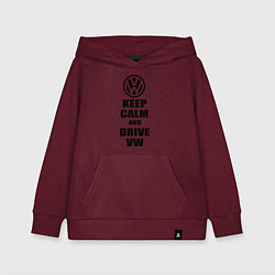 Толстовка детская хлопковая Keep Calm & Drive VW, цвет: меланж-бордовый