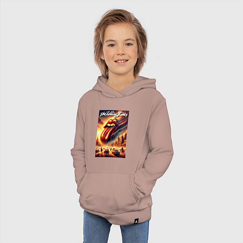 Детская толстовка-худи Logo of the Rollings Stones / Пыльно-розовый – фото 3