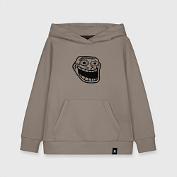 Толстовка детская хлопковая Омега тролл фейс мем, цвет: утренний латте