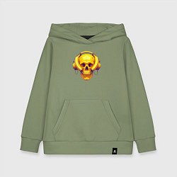 Толстовка детская хлопковая Yellow skull and bananas - cyberpunk, цвет: авокадо