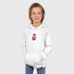 Толстовка детская хлопковая Матрёшка в розовом, цвет: белый — фото 2