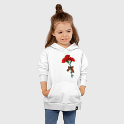 Толстовка детская хлопковая Букет гвоздики и георгиевская лента, цвет: белый — фото 2