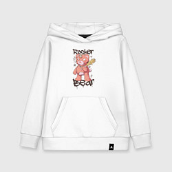 Толстовка детская хлопковая Медведь рокер, цвет: белый