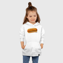 Толстовка детская хлопковая Hot dog I love you, цвет: белый — фото 2