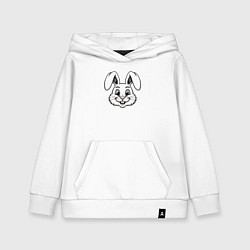 Толстовка детская хлопковая Морда белого зайца, цвет: белый