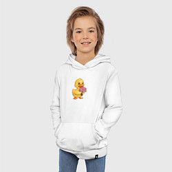 Толстовка детская хлопковая Желтая уточка с букетом роз, цвет: белый — фото 2