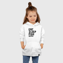 Толстовка детская хлопковая Eat sleep fish, цвет: белый — фото 2