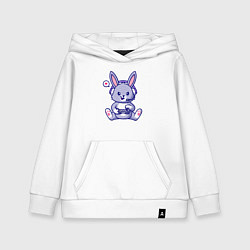 Толстовка детская хлопковая Зайчик геймер, цвет: белый