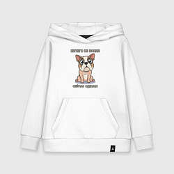 Толстовка детская хлопковая Собака, мем, ничего не понял, цвет: белый
