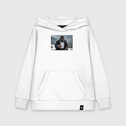 Толстовка детская хлопковая Горилла в костюме: зимний релакс, цвет: белый