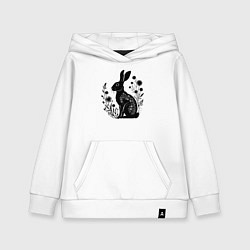 Толстовка детская хлопковая Цветочный заяц, цвет: белый
