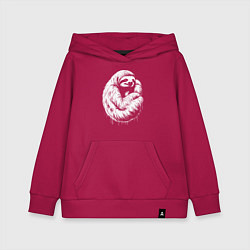 Толстовка детская хлопковая Ленивец белой краской, цвет: маджента