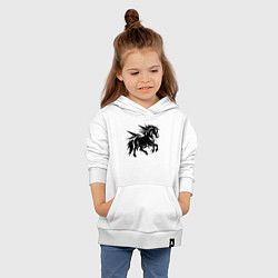 Толстовка детская хлопковая Черная лошадь в движении, цвет: белый — фото 2