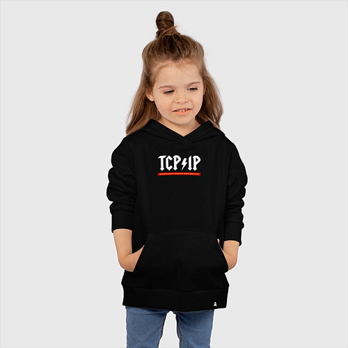 Детская толстовка-худи TCP IP connecting people since 1972 / Черный – фото 4