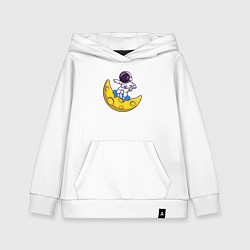 Толстовка детская хлопковая Лунный скейтер, цвет: белый