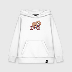 Толстовка детская хлопковая Ленивец на велике, цвет: белый