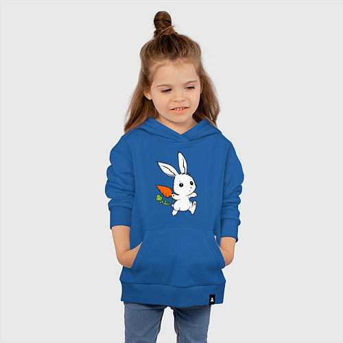 Детская толстовка-худи Зайка с морковкой / Синий – фото 4